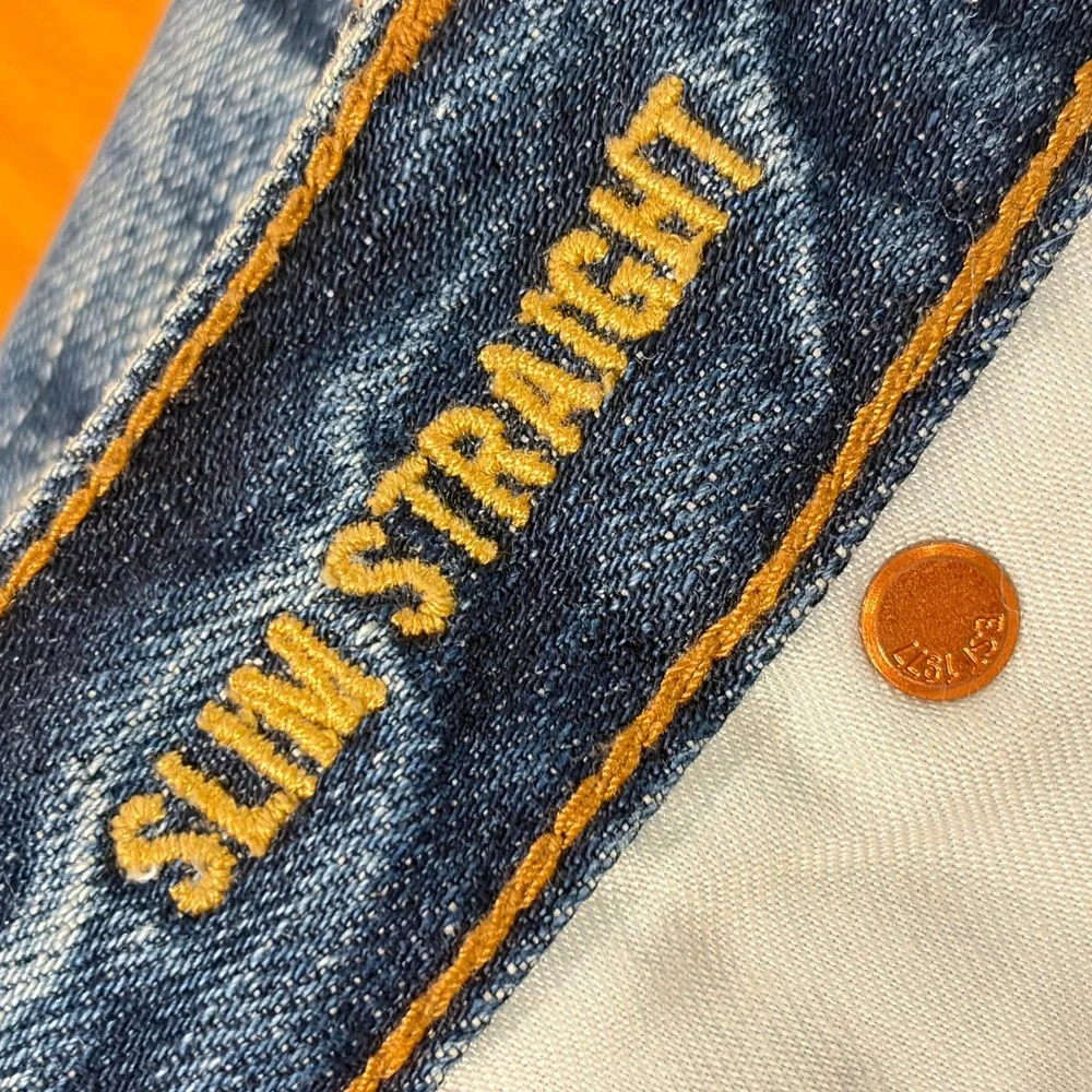 American Eagle Slim Straight Distressed Jeans Blue Mens 33x30 Indie Skate Grunge